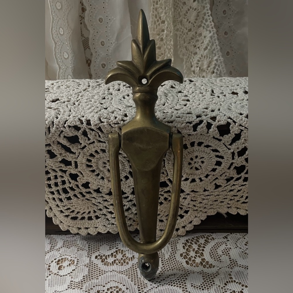 Vintage Long Art Deco Antique Brass Door Knocker - Picture 2 of 2